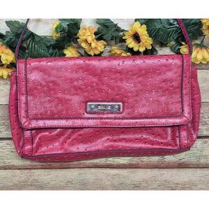 RELIC Fossil Hot Pink Ostrich Faux Vegan Leather Shoulder Bag Clutch MINT